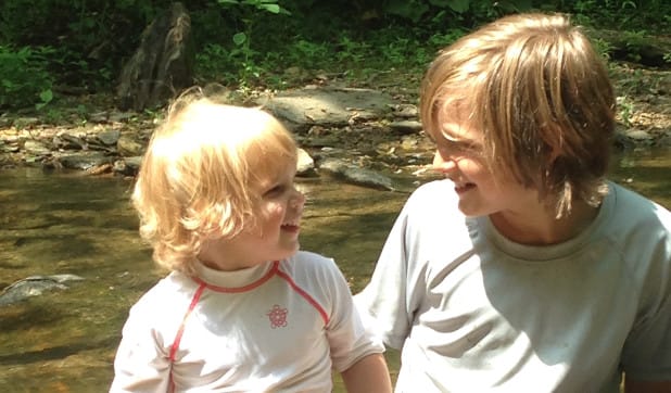 Beatrix and Max in creek